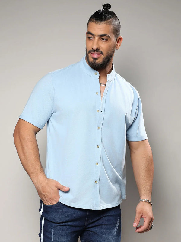Solid Light Blue Casual Shirt - Shop authentic Indian Men's Fashion by Instafab Plus