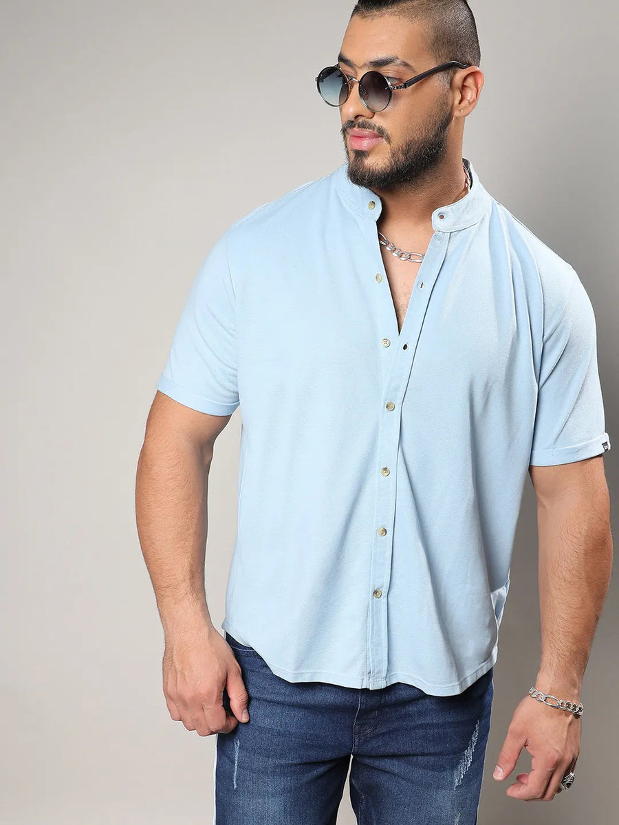 Solid Light Blue Casual Shirt - Shop authentic Indian Men's Fashion by Instafab Plus