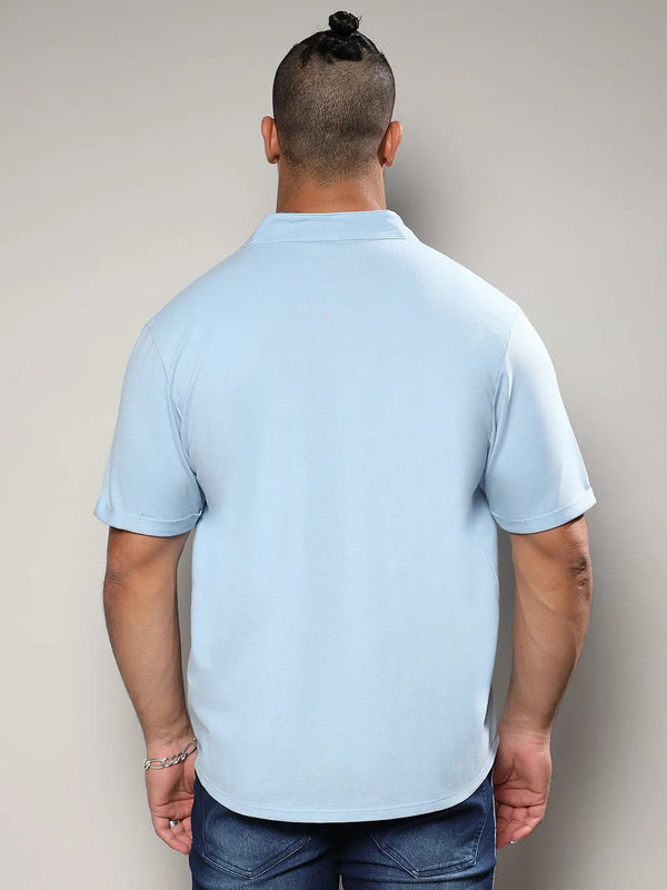 Solid Light Blue Casual Shirt - Shop authentic Indian Men's Fashion by Instafab Plus