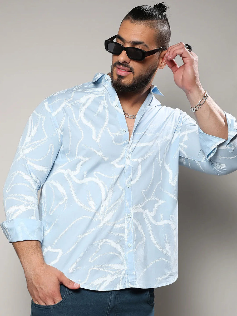 Light Blue Faded Strokes Shirt - Shop authentic Indian Men's Fashion by Instafab Plus