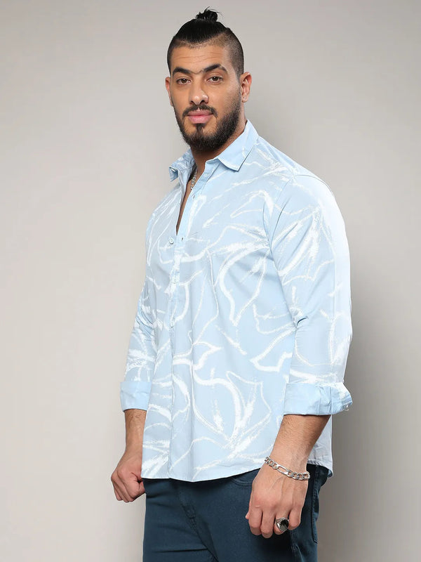 Light Blue Faded Strokes Shirt - Shop authentic Indian Men's Fashion by Instafab Plus
