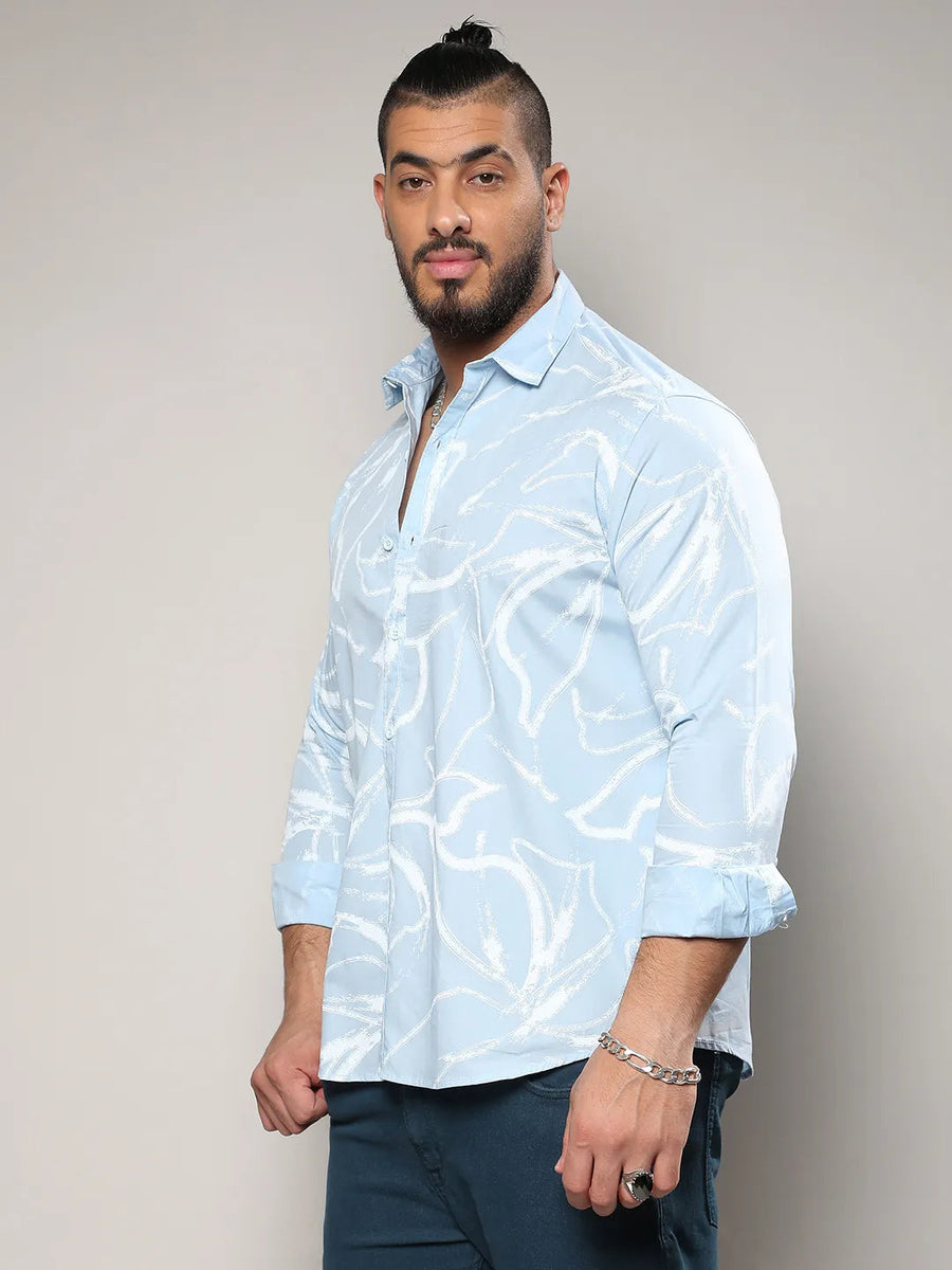 Light Blue Faded Strokes Shirt - Shop authentic Indian Men's Fashion by Instafab Plus