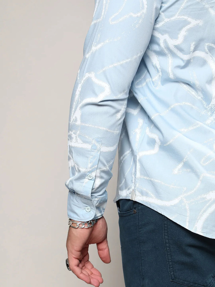 Light Blue Faded Strokes Shirt - Shop authentic Indian Men's Fashion by Instafab Plus