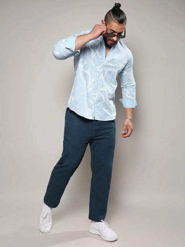 Light Blue Faded Strokes Shirt - Shop authentic Indian Men's Fashion by Instafab Plus