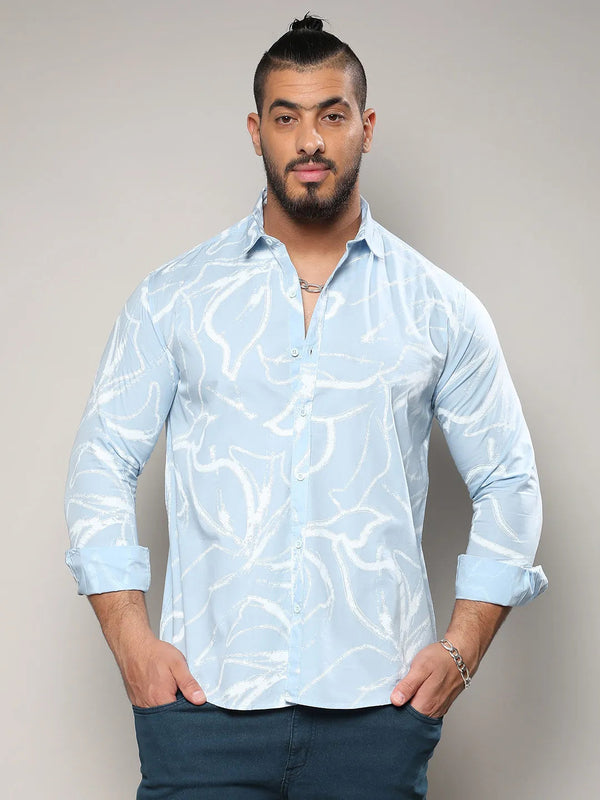 Light Blue Faded Strokes Shirt - Shop authentic Indian Men's Fashion by Instafab Plus