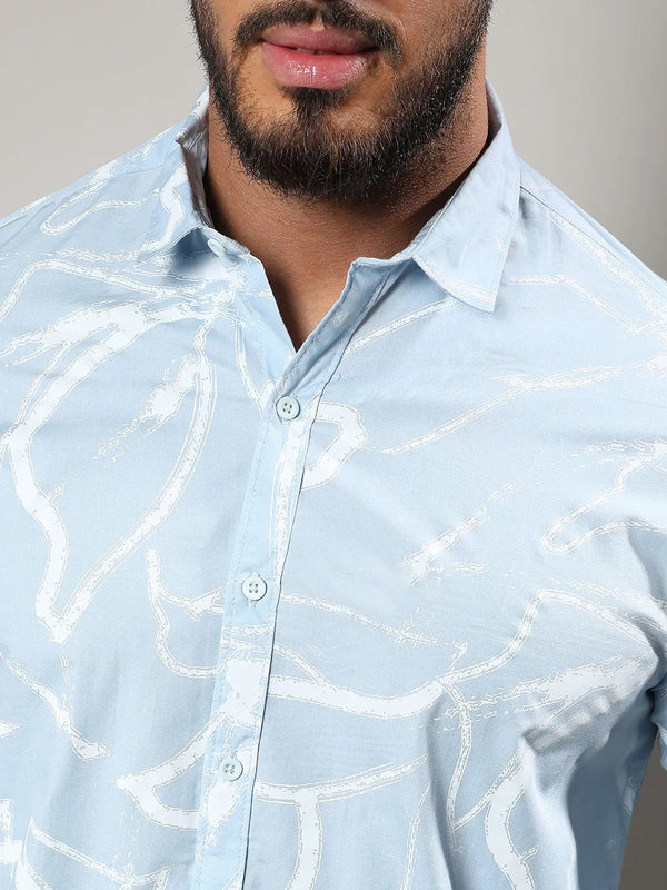 Light Blue Faded Strokes Shirt - Shop authentic Indian Men's Fashion by Instafab Plus