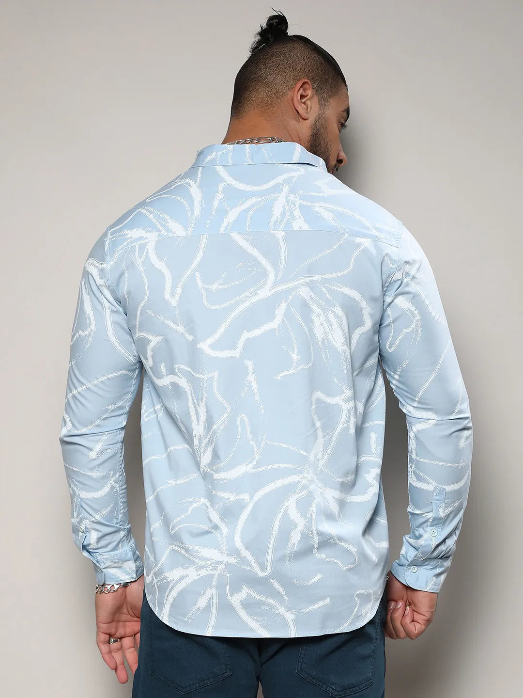 Light Blue Faded Strokes Shirt - Shop authentic Indian Men's Fashion by Instafab Plus