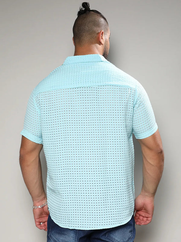 Light Blue See-Through Square Shirt - Shop authentic Indian Men's Fashion by Instafab Plus