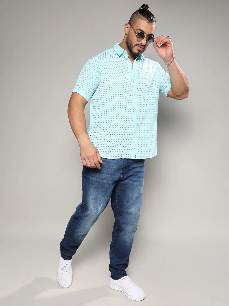 Light Blue See-Through Square Shirt - Shop authentic Indian Men's Fashion by Instafab Plus
