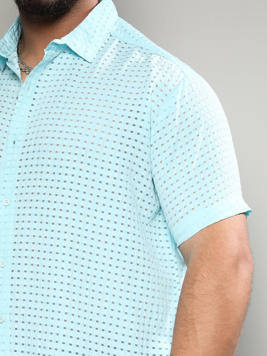 Light Blue See-Through Square Shirt - Shop authentic Indian Men's Fashion by Instafab Plus