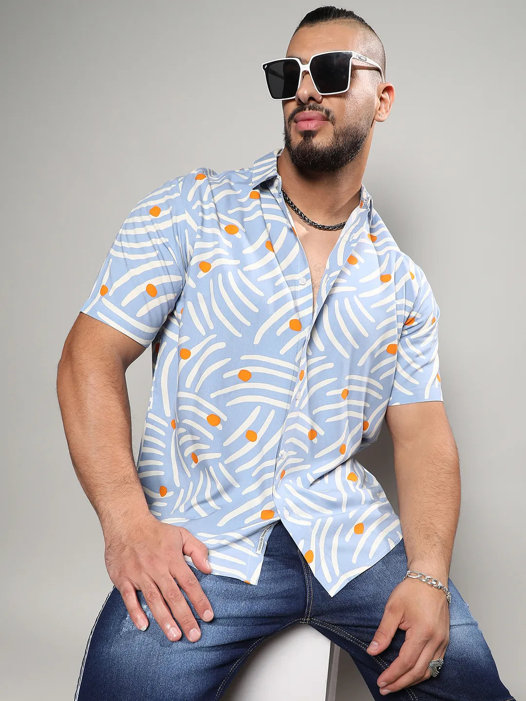 Abstract Print Button Up Shirt - Shop authentic Indian Men's Fashion by Instafab Plus