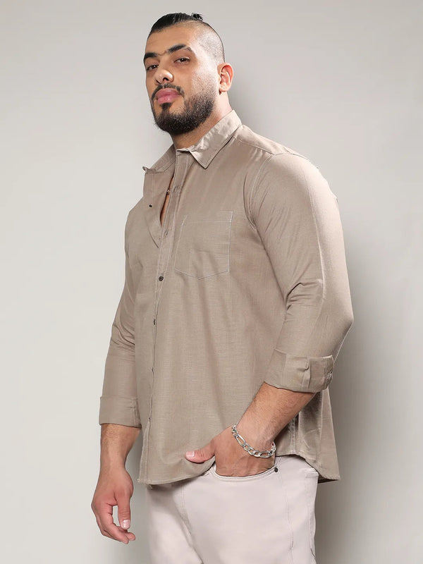 Solid Full Sleeve Casual Shirt - Shop authentic Indian Men's Fashion by Instafab Plus