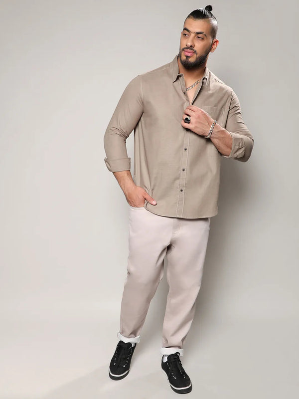Solid Full Sleeve Casual Shirt - Shop authentic Indian Men's Fashion by Instafab Plus