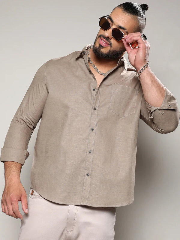 Solid Full Sleeve Casual Shirt - Shop authentic Indian Men's Fashion by Instafab Plus