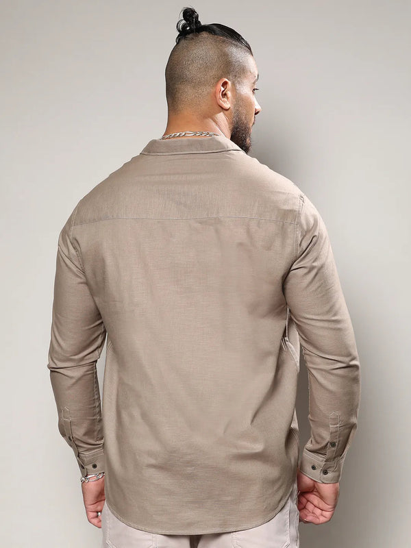 Solid Full Sleeve Casual Shirt - Shop authentic Indian Men's Fashion by Instafab Plus