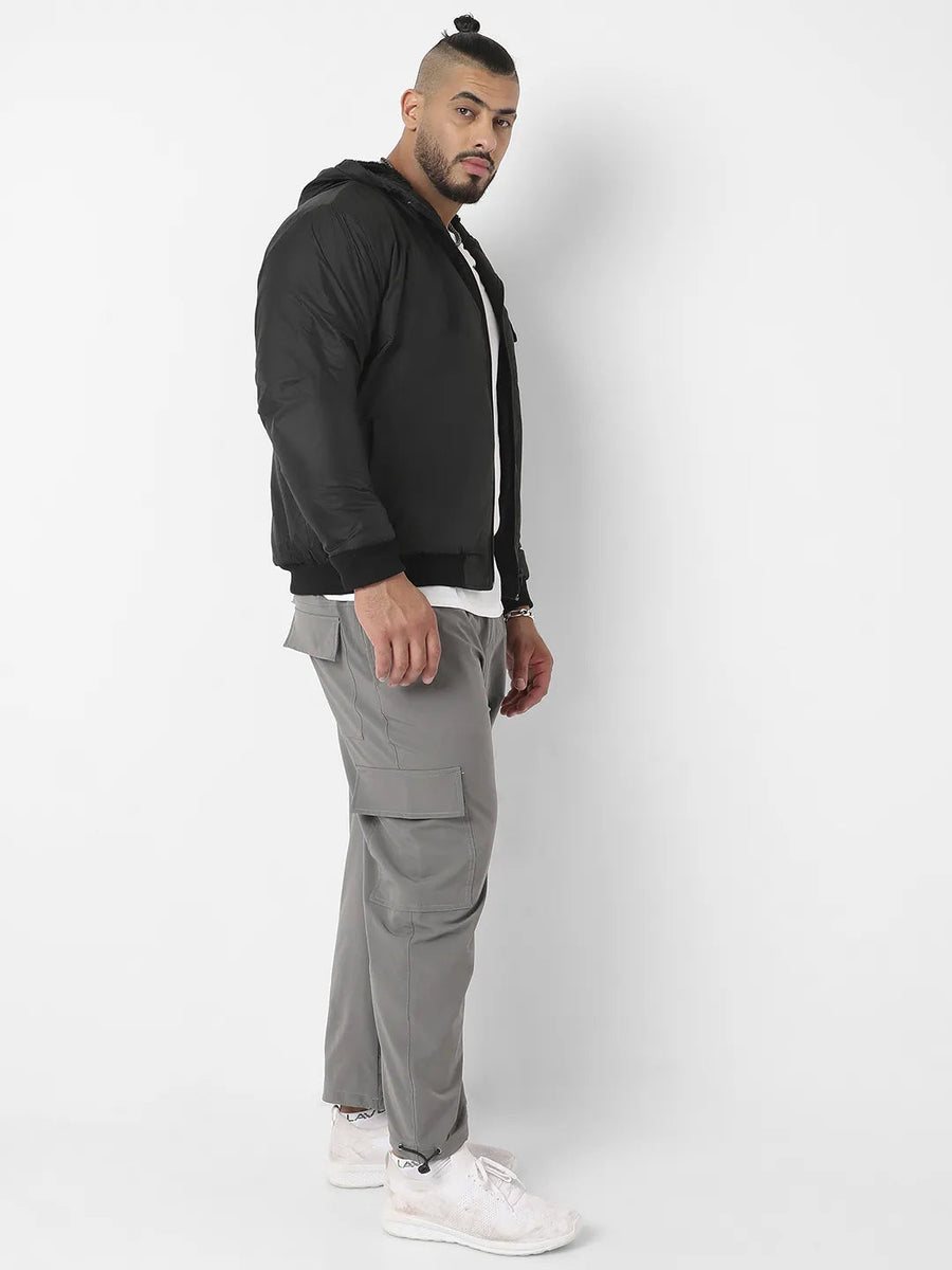 Black Zip-Front Puffer Jacket With Ribbed Hem - Shop authentic Indian Men's Fashion by Instafab Plus