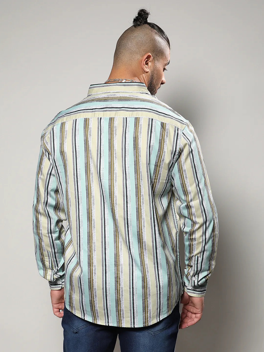 Multicolour Striped Regular Fit Casual Shirt - Shop authentic Indian Men's Fashion by Instafab Plus