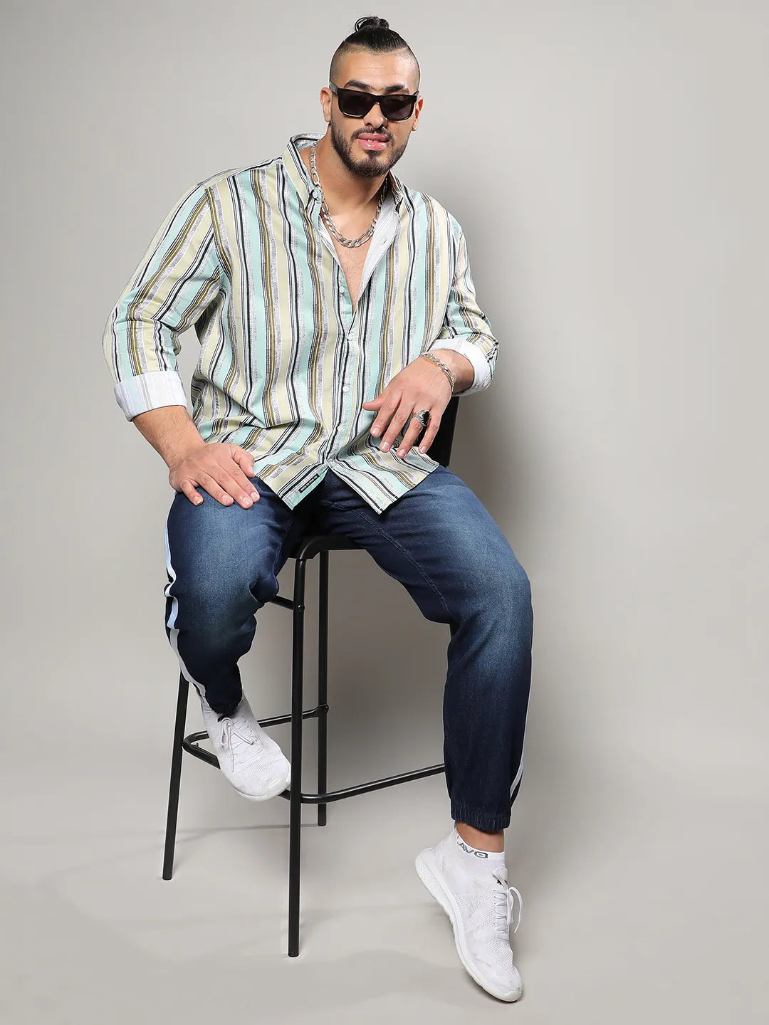 Multicolour Striped Regular Fit Casual Shirt - Shop authentic Indian Men's Fashion by Instafab Plus