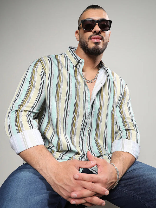 Multicolour Striped Regular Fit Casual Shirt - Shop authentic Indian Men's Fashion by Instafab Plus