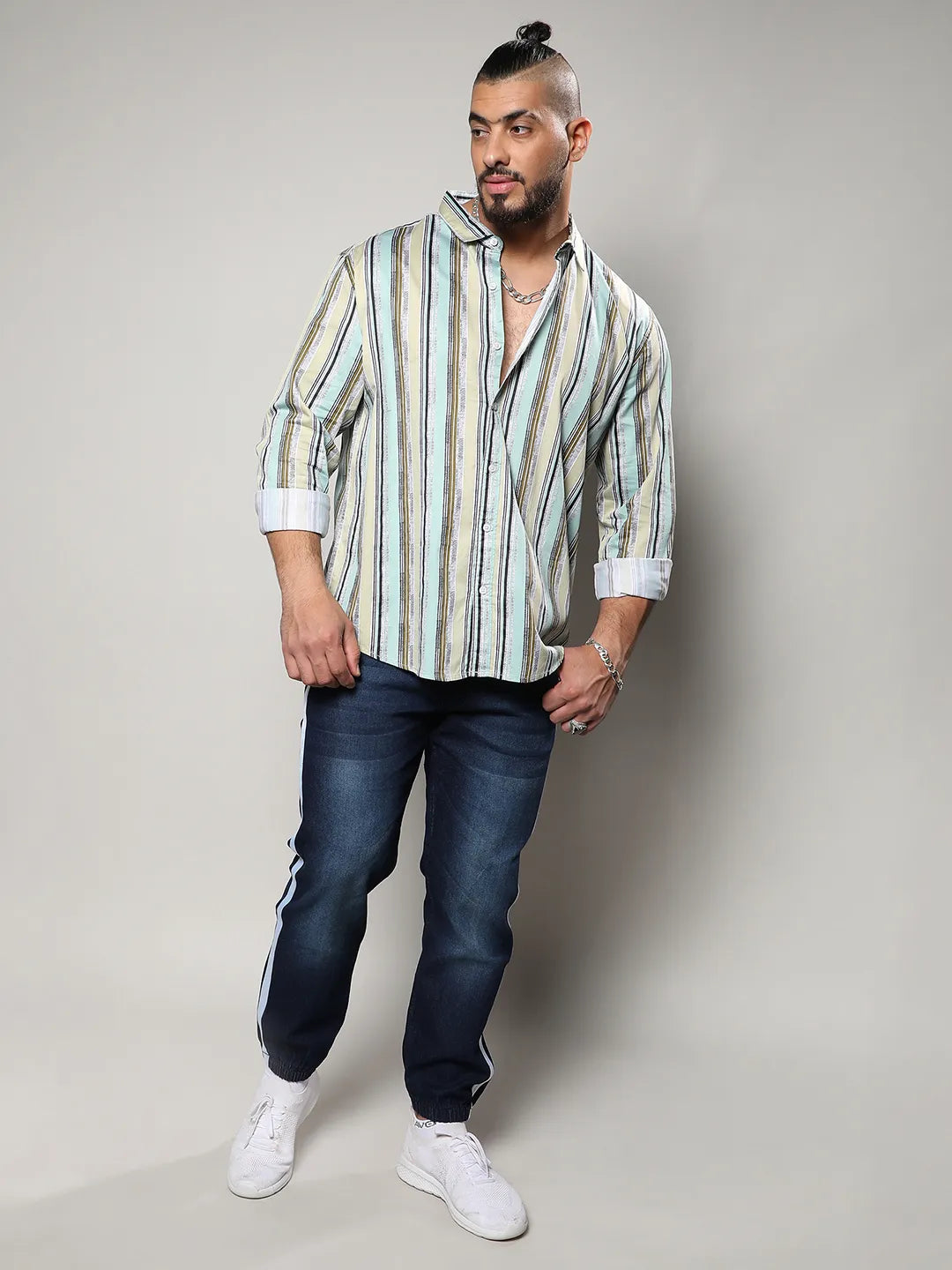 Multicolour Striped Regular Fit Casual Shirt - Shop authentic Indian Men's Fashion by Instafab Plus