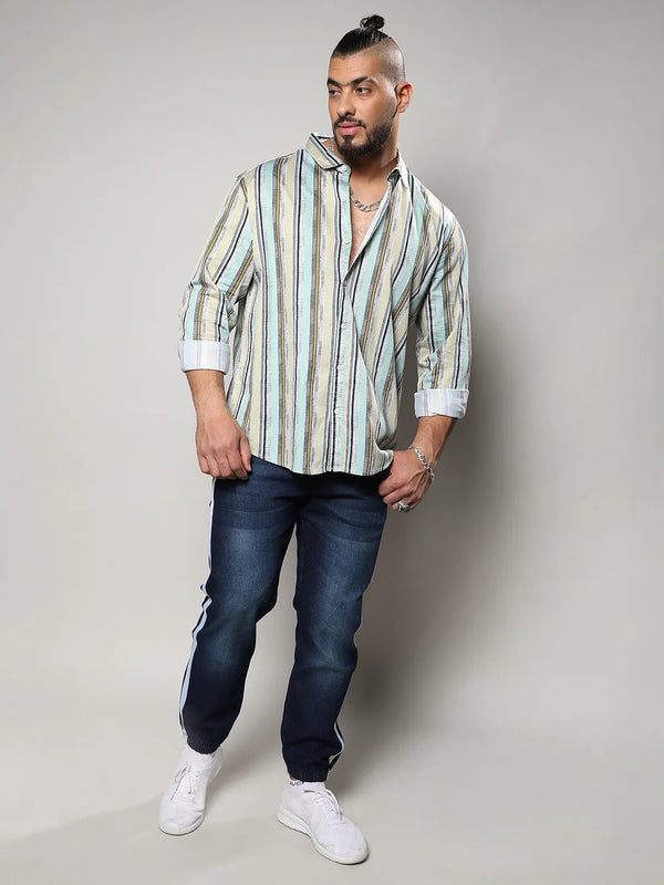 Multicolour Striped Regular Fit Casual Shirt - Shop authentic Indian Men's Fashion by Instafab Plus