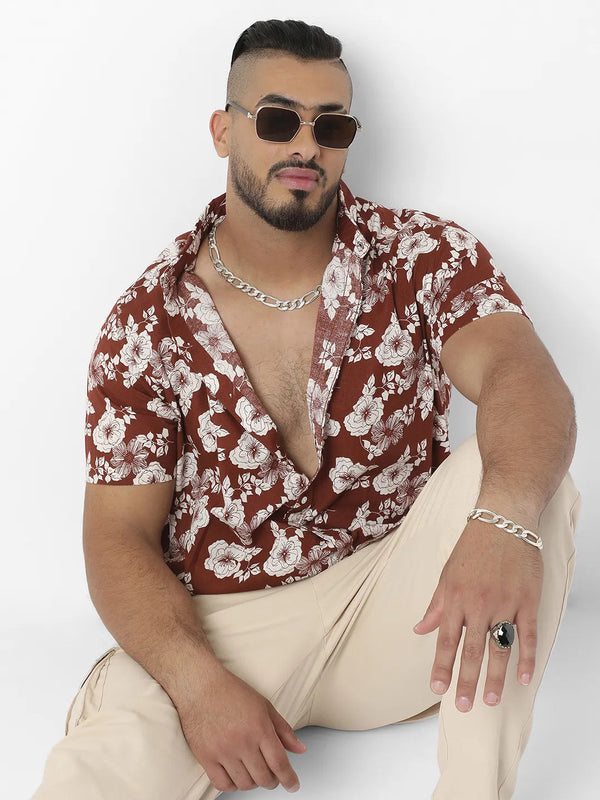 Brown Printed Casual Shirt - Shop authentic Indian Men's Fashion by Instafab Plus