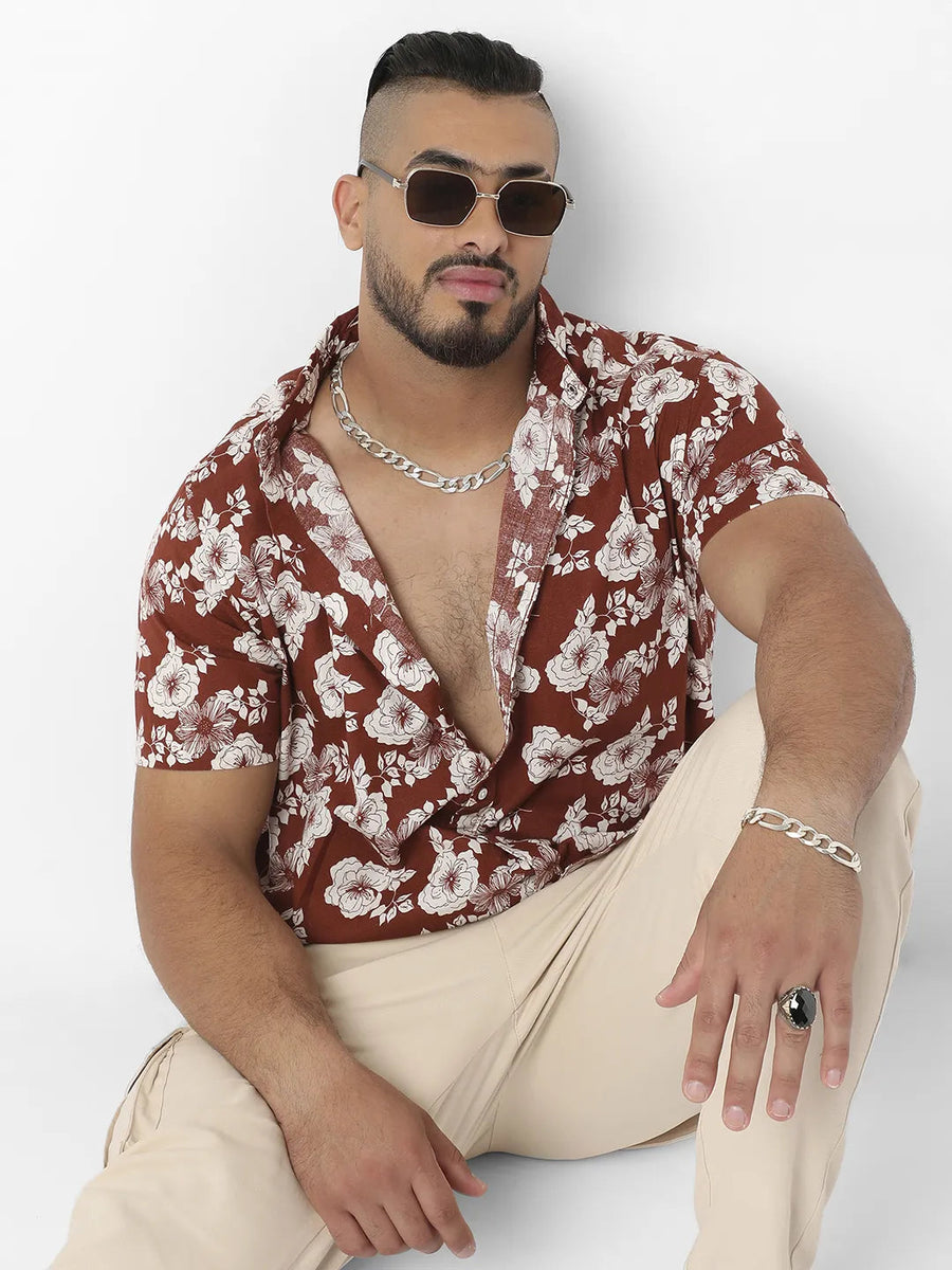 Brown Printed Casual Shirt - Shop authentic Indian Men's Fashion by Instafab Plus