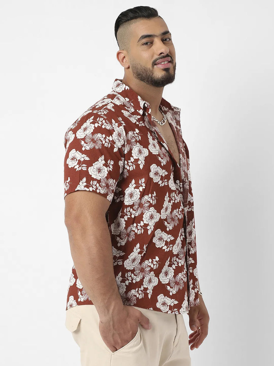 Brown Printed Casual Shirt - Shop authentic Indian Men's Fashion by Instafab Plus
