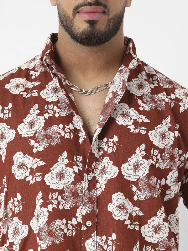 Brown Printed Casual Shirt - Shop authentic Indian Men's Fashion by Instafab Plus