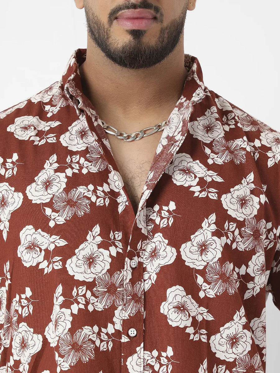 Brown Printed Casual Shirt - Shop authentic Indian Men's Fashion by Instafab Plus