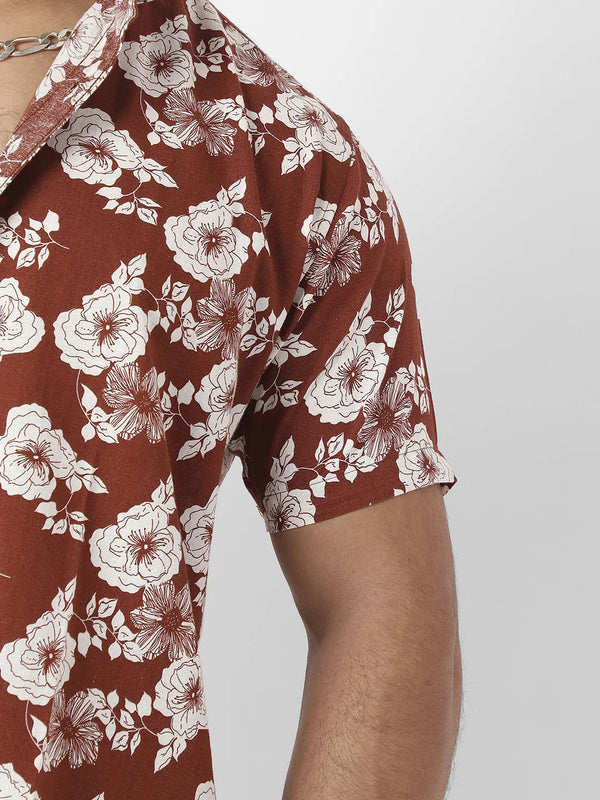 Brown Printed Casual Shirt - Shop authentic Indian Men's Fashion by Instafab Plus