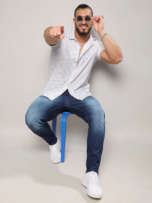 White Honeycomb Knit Shirt - Shop authentic Indian Men's Fashion by Instafab Plus