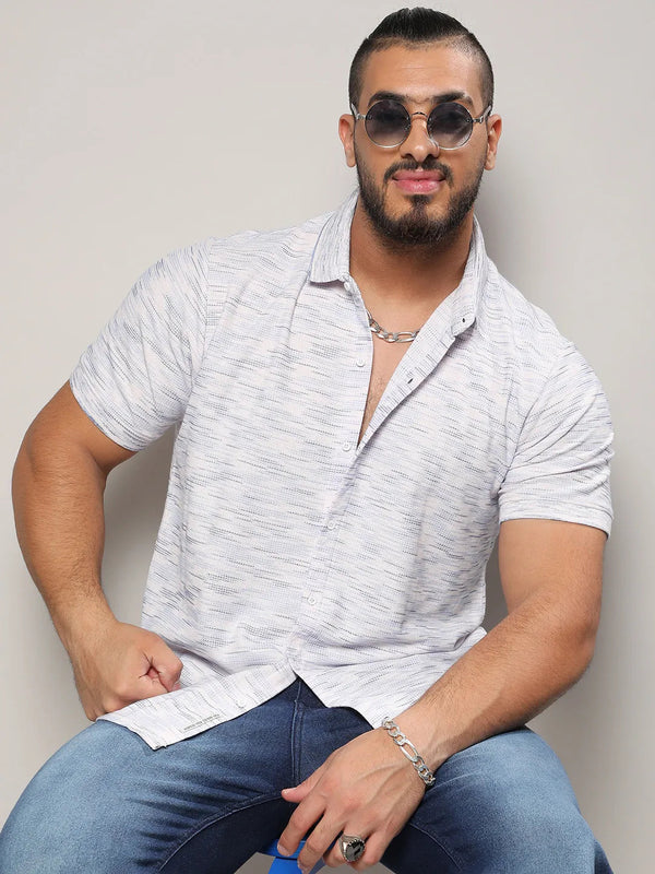 White Honeycomb Knit Shirt - Shop authentic Indian Men's Fashion by Instafab Plus