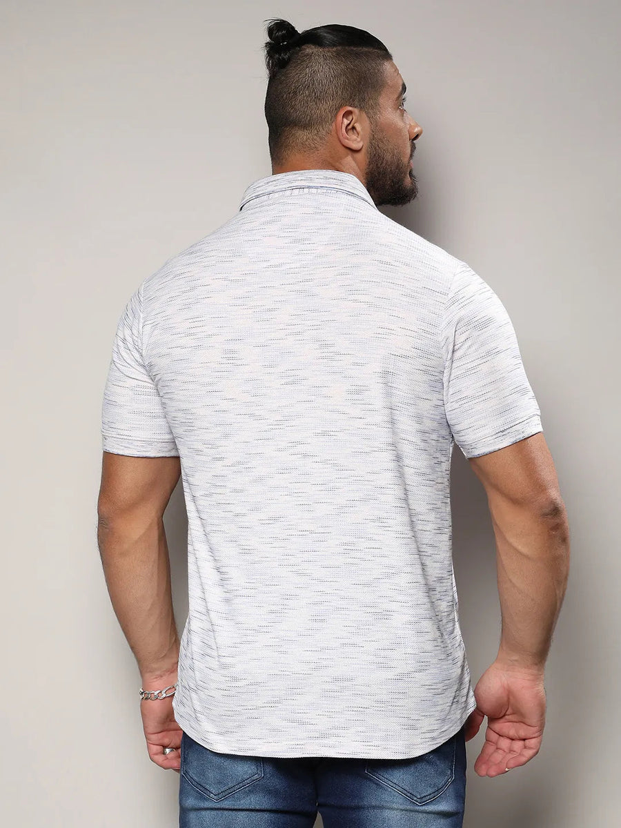 White Honeycomb Knit Shirt - Shop authentic Indian Men's Fashion by Instafab Plus