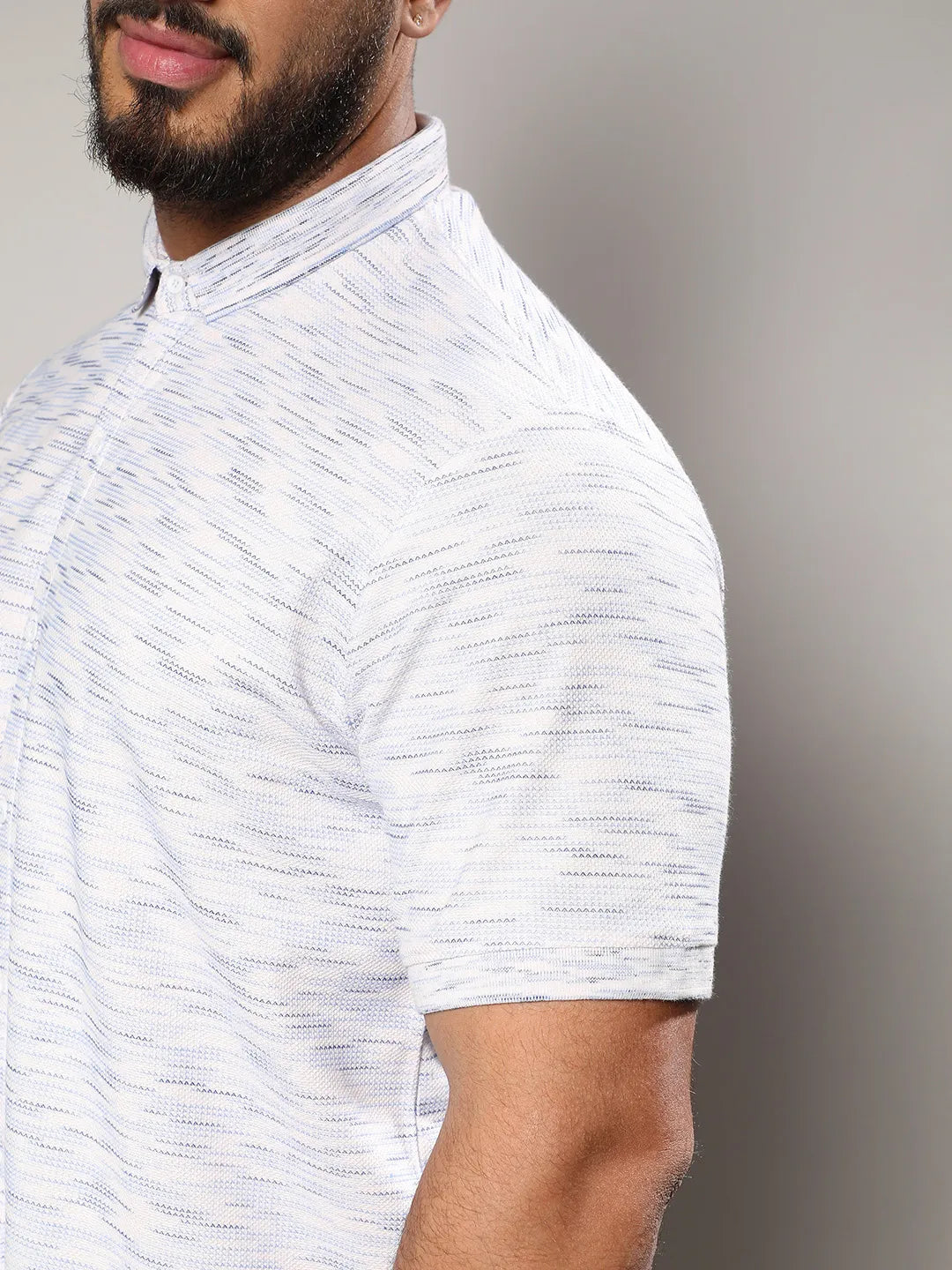 White Honeycomb Knit Shirt - Shop authentic Indian Men's Fashion by Instafab Plus