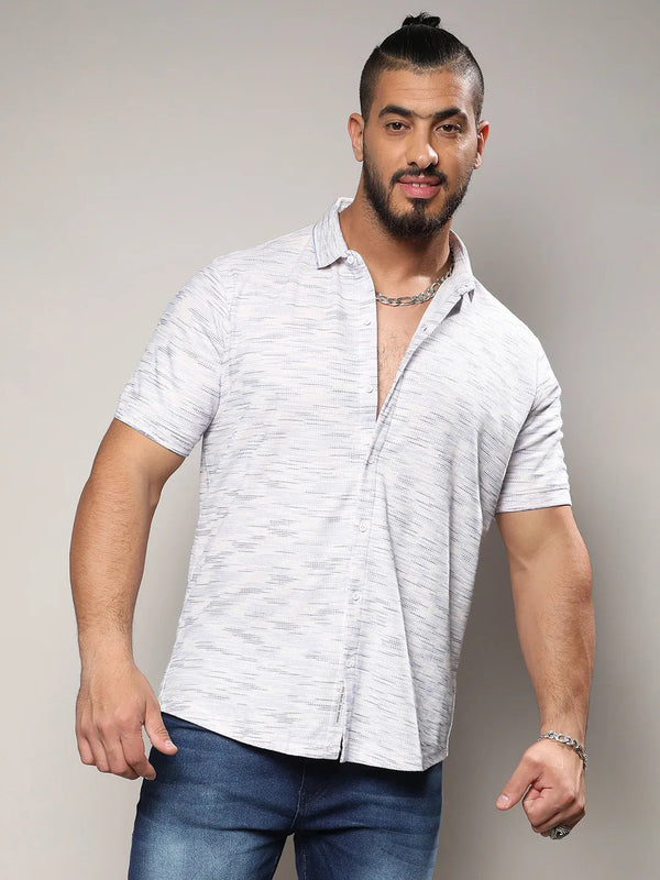 White Honeycomb Knit Shirt - Shop authentic Indian Men's Fashion by Instafab Plus
