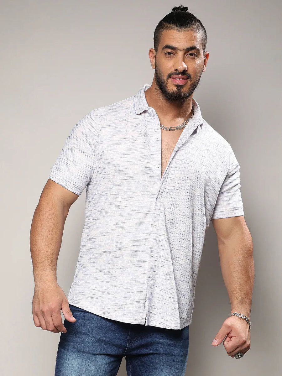 White Honeycomb Knit Shirt - Shop authentic Indian Men's Fashion by Instafab Plus