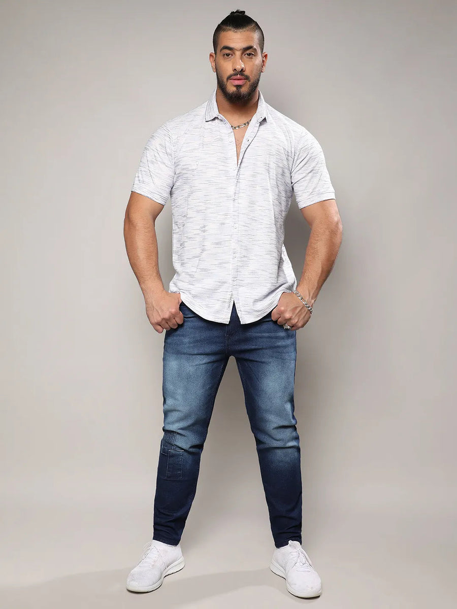 White Honeycomb Knit Shirt - Shop authentic Indian Men's Fashion by Instafab Plus