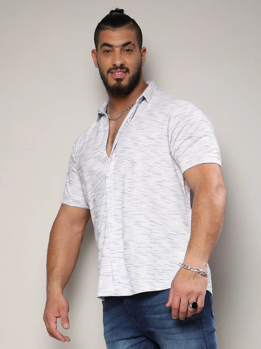 White Honeycomb Knit Shirt - Shop authentic Indian Men's Fashion by Instafab Plus