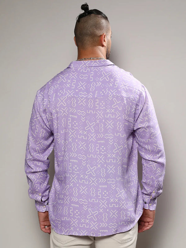 Lavender Minimal Aztec Shirt - Shop authentic Indian Men's Fashion by Instafab Plus