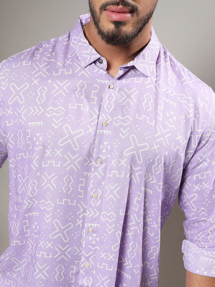 Lavender Minimal Aztec Shirt - Shop authentic Indian Men's Fashion by Instafab Plus