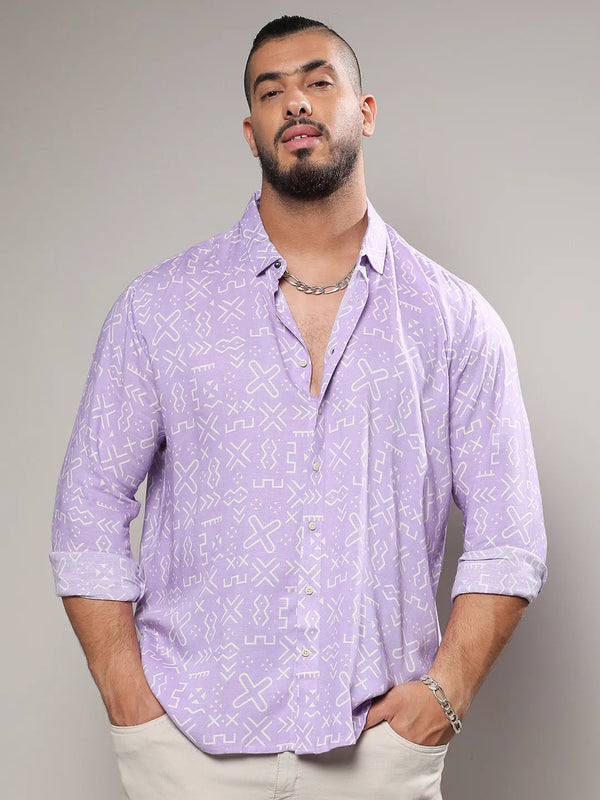 Lavender Minimal Aztec Shirt - Shop authentic Indian Men's Fashion by Instafab Plus