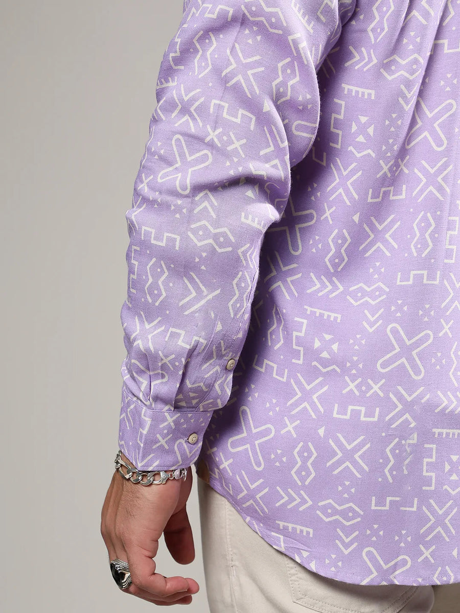 Lavender Minimal Aztec Shirt - Shop authentic Indian Men's Fashion by Instafab Plus