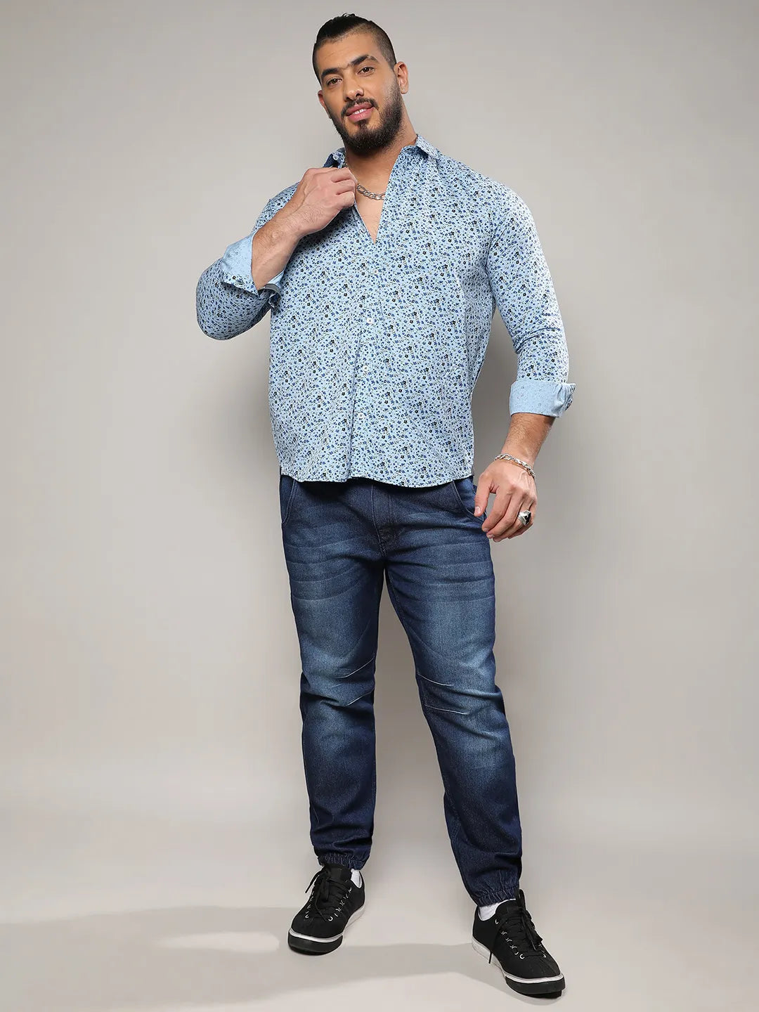 Blue Micro Floral Shirt - Shop authentic Indian Men's Fashion by Instafab Plus