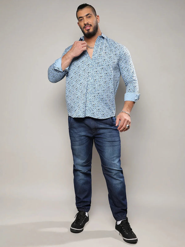 Blue Micro Floral Shirt - Shop authentic Indian Men's Fashion by Instafab Plus