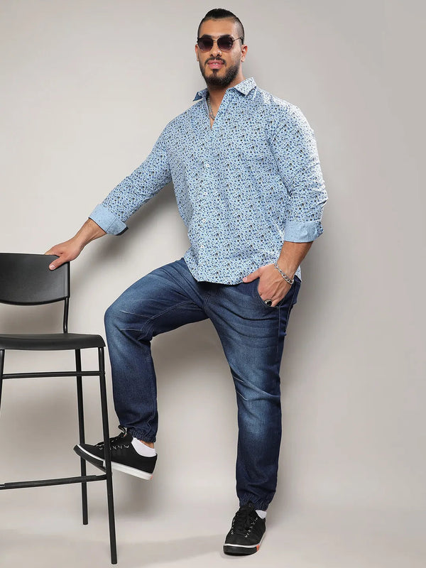 Blue Micro Floral Shirt - Shop authentic Indian Men's Fashion by Instafab Plus