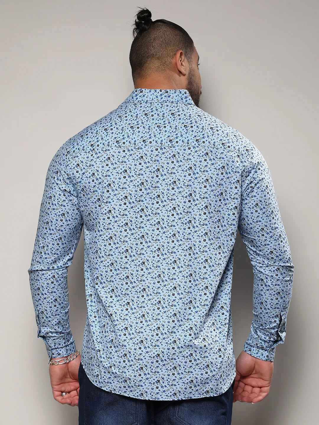 Blue Micro Floral Shirt - Shop authentic Indian Men's Fashion by Instafab Plus