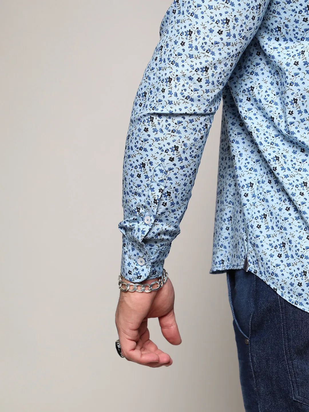 Blue Micro Floral Shirt - Shop authentic Indian Men's Fashion by Instafab Plus