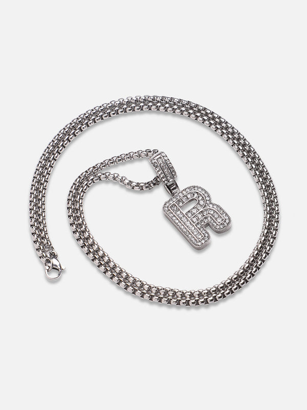 Embellished R Alphabet Pendant with Chain - Silver - Shop authentic Indian Men's Fashion by French Accent
