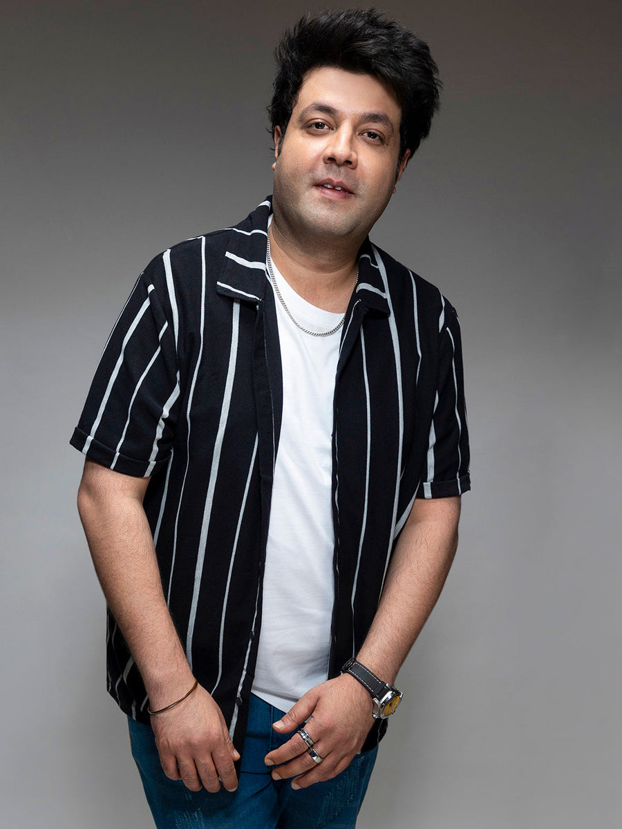 Black Striped Casual Shirt - Shop authentic Indian Men's Fashion by Instafab Plus